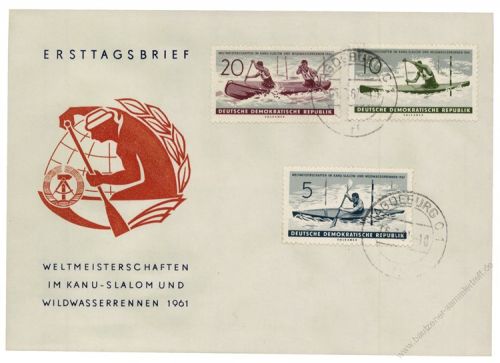 DDR 1961 FDC Mi-Nr. 838-840 ESt. Weltmeisterschaften im Kanuslalom und Wildwasserrennen