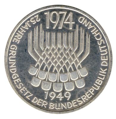 BRD 1974 J.413 5 DM 25 Jahre Grundgesetz st