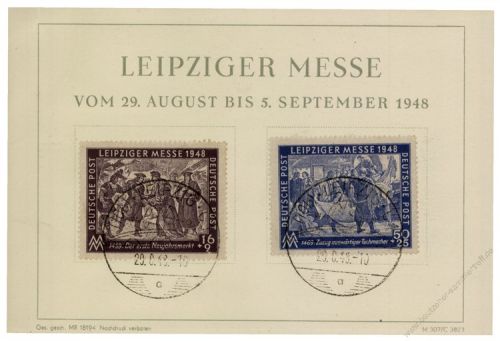 SBZ 1948 FDC Mi-Nr. 198-199 SSt. Leipziger Herbstmesse