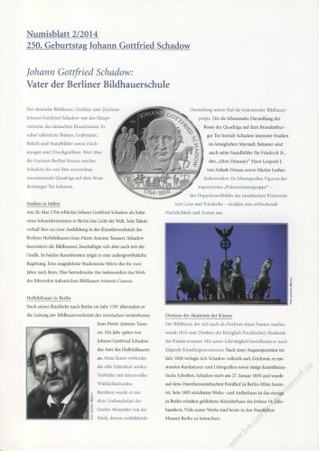 BRD 2014 Beschreibung fr Numisblatt 2/2014 und 3/2014