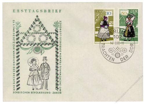 DDR 1968 FDC Mi-Nr. 1353-1356 SSt. Volkstrachten