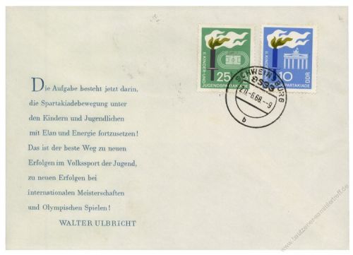 DDR 1968 FDC Mi-Nr. 1375-1376 ESt. Kinder- und Jugendspartakiade