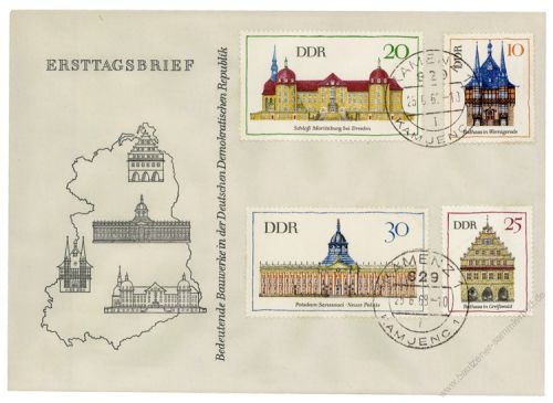 DDR 1968 FDC Mi-Nr. 1379-1382 ESt. Bedeutende Bauwerke