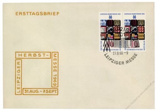 DDR 1969 FDC Mi-Nr. 1494 waag. Paar SSt. Leipziger Herbstmesse