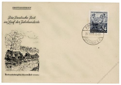 DDR 1953 FDC Mi-Nr. 396 ESt. Tag der Briefmarke - vor Ersttag