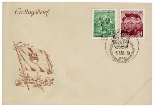 DDR 1954 FDC Mi-Nr. 428-429 SSt. Deutschlandtreffen der Jugend