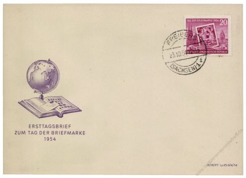 DDR 1954 FDC Mi-Nr. 445A ESt. Tag der Briefmarke