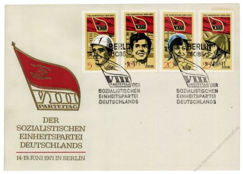 DDR 1971 FDC Mi-Nr. 1675-1678 SSt. Parteitag der Sozialistischen Einheitspartei Deutschlands