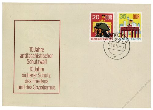 DDR 1971 FDC Mi-Nr. 1691-1692 ESt. 10 Jahre Berliner Mauer