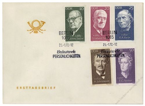 DDR 1972 FDC Mi-Nr. 1731-1735 SSt. Berhmte Persnlichkeiten