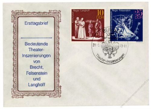 DDR 1973 FDC Mi-Nr. 1850-1852 SSt. Bedeutende Theaterinszenierungen