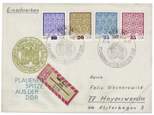 DDR 1974 FDC Mi-Nr. 1963-1966 SSt. Plauener Spitze