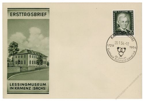 DDR 1954 FDC Mi-Nr. 423 YII SSt. 225. Geburtstag von Gotthold Ephraim Lessing