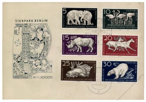 DDR 1956 FDC Mi-Nr. 551-556 ESt. Tierpark Berlin