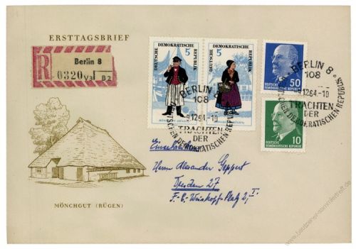 DDR 1964 FDC Mi-Nr. 1074-1079 (ZD) SSt. Volkstrachten