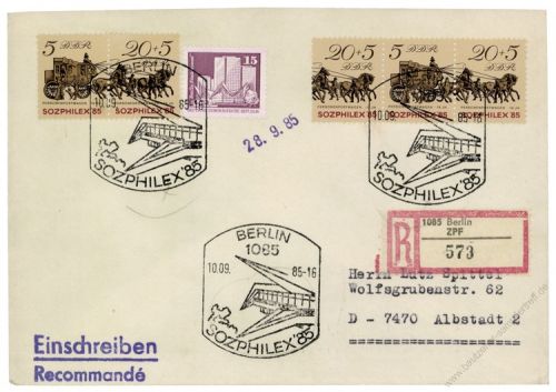 DDR 1985 FDC Mi-Nr. 2965-2966 (ZD) - Variante - SSt. Internationale Briefmarkenausstellung