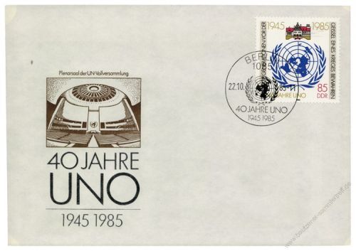 DDR 1985 FDC Mi-Nr. 2982 mit PF I SSt. 40 Jahre Vereinte Nationen