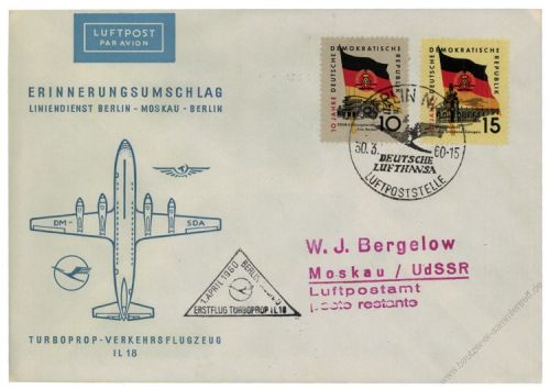 DDR 1960 Erstflug Berlin-Moskau - Mi-Nr. 723, 724 - Turboprop IL18