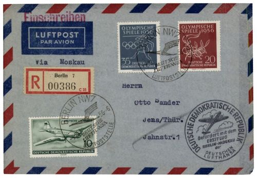 DDR 1956 Erstflug Berlin-Moskau - Mi-Nr. 513, 539-540