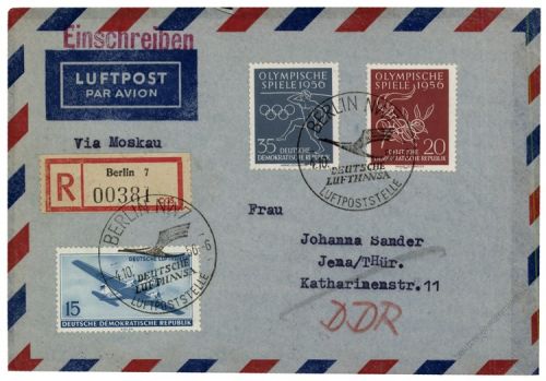 DDR 1956 Erstflug Berlin-Moskau - Mi-Nr. 514, 539-540