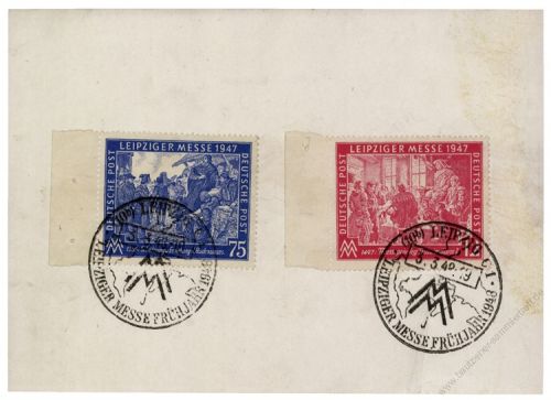 Gemeinschaftsausgaben 1947 Mi-Nr. 965-966 - Mi-Nr. 966 mit PF VIII - SSt. Leipziger Herbstmesse