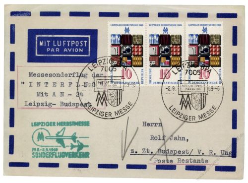 DDR 1969 Messeflug Leipzig-Budapest - Mi-Nr. 1494 MeF - Leipziger Herbstmesse