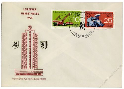 DDR 1974 FDC Mi-Nr. 1973-1974 SSt. Leipziger Herbstmesse - 3 verschiedene Sonerstempel