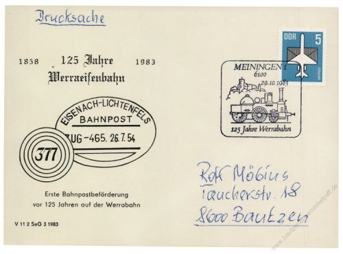 DDR 1983 Meiningen - 125 Jahre Werraeisenbahn Eisenach-Lichtenfels