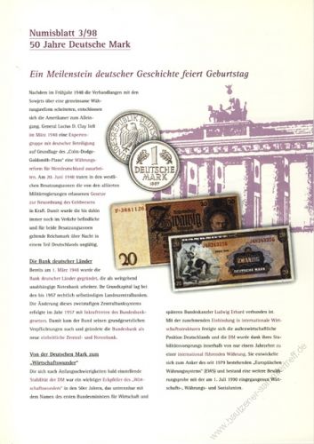 BRD 1998 Beschreibung fr Numisblatt 3/1998 und 4/1998