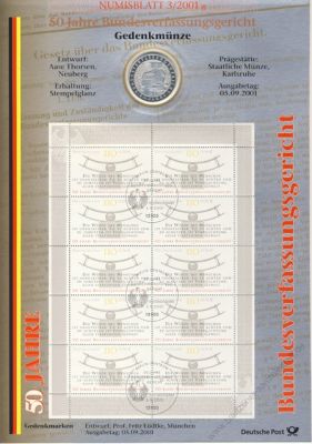 BRD 2001 Numisblatt 3/2001 