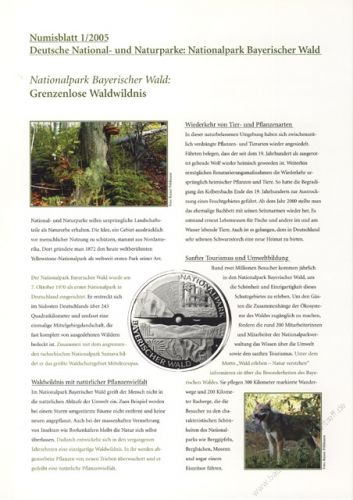 BRD 2005 Beschreibung fr Numisblatt FWM/2005 und 1/2005