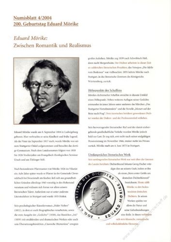 BRD 2004 Beschreibung fr Numisblatt 4/2004 und 5/2004