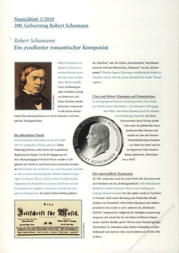 BRD 2010 Beschreibung fr Numisblatt 1/2010 und 2/2010