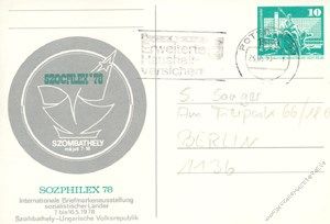 DDR 1978 Mi-Nr. P083b o SOZIPHILEX '78