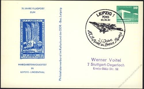 DDR Nr. PP018 B2/016 SSt. 70 Jahre Flugpost in Leipzig