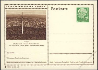 BRD 1955 Mi-Nr. P024 329 * Stuttgart - Fernsehturm