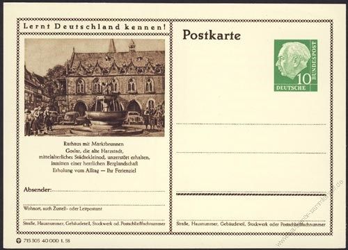 BRD 1955 Mi-Nr. P024 309 * Goslar - Rathaus