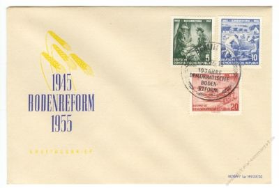 DDR 1955 FDC Mi-Nr. 481-483 SSt. 10 Jahre Bodenreform