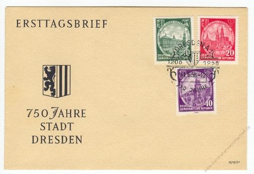 DDR 1956 FDC Mi-Nr. 524-526 SSt. 750 Jahre Dresden