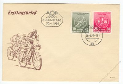 DDR 1956 FDC Mi-Nr. 521a-522 ESt. Internationale Radfernfahrt fr den Frieden