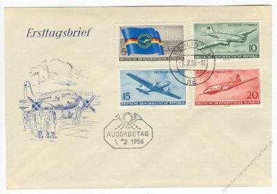 DDR 1956 FDC Mi-Nr. 512-515 ESt. Ziviler Luftfahrt