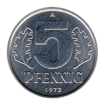 DDR 1972 J.1509 5 Pf Kursmünze st
