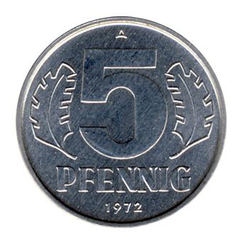 DDR 1972 J.1509 5 Pf Kursmnze st