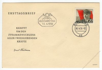 DDR 1956 FDC Mi-Nr. 520A ESt. 70. Geburtstag von Ernst Thlmann