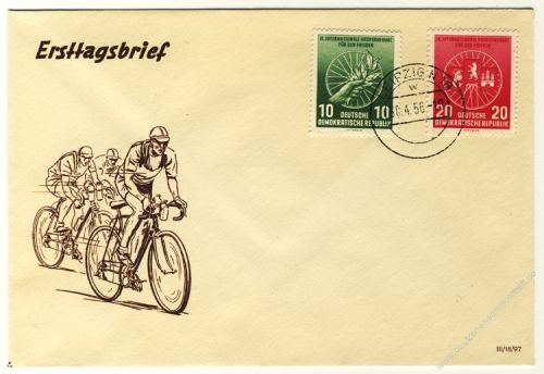 DDR 1956 FDC Mi-Nr. 521b-522 ESt. Internationale Radfernfahrt fr den Frieden