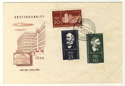 DDR 1956 FDC Mi-Nr. 545-547 ESt. 110 Jahre Carl-Zeiss-Werke