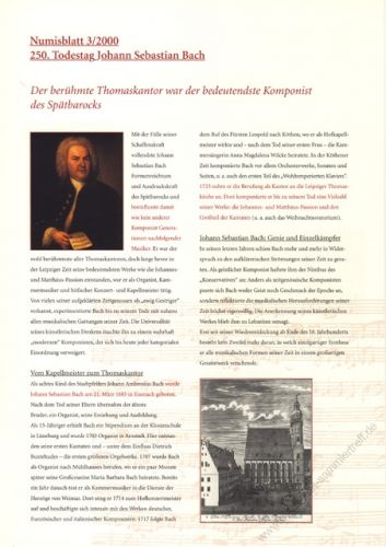 BRD 2000 Beschreibung fr Numisblatt 3/2000 und 4/2000