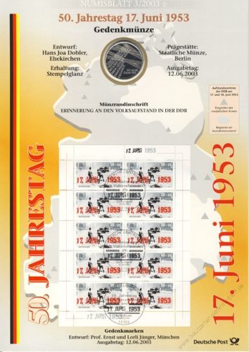 BRD 2003 Numisblatt 3/2003 