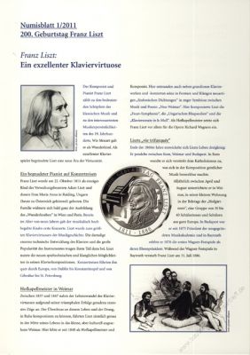 BRD 2011 Beschreibung fr Numisblatt 1/2011 und 2/2011