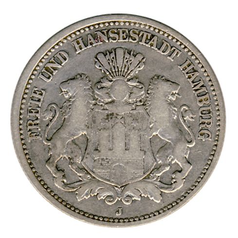 Hamburg 1876 J J.61 2 Mark Stadtwappen ss